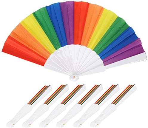 PLPLAAOO 6pcs Rainbow sklopivi ventilator, vezova sa visokim ventilatorima, šareni ručni ventilatorski letnji dodatak za debla zabava