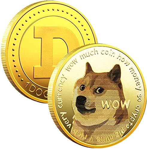 Youkejia Virtualna valuta Dogecoin Doge novčiće Wow Dog Shiba Komemorativni umjetnički fizički izazov Novčani suvenirni zanati za obrtni desktop ukrasi hobi poklon, zlato