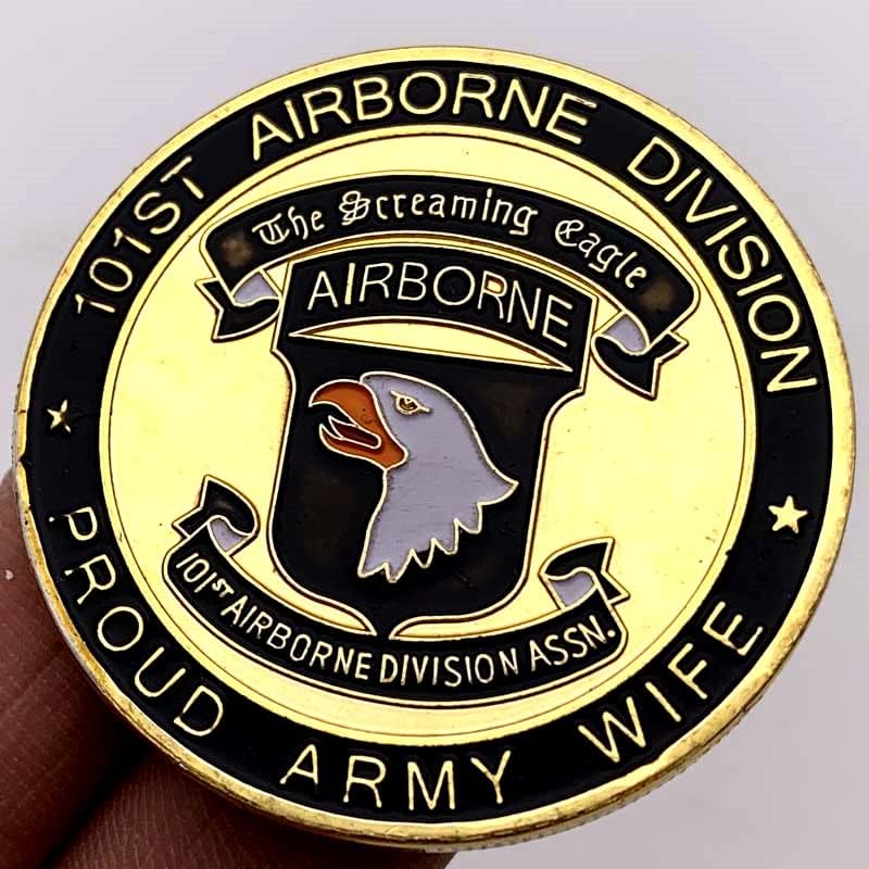American 101 Divizija u zraku Zlato pozlaćene pribora za kovanice kovanice kovanice reljefne devizne valute obojene zlatne novčiće za zube