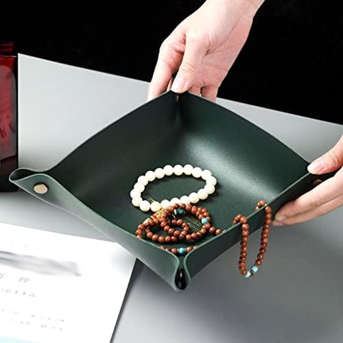 SEIJY Leather Jewelry Dish desktop ladice kvadratni ključ sat Organizator ladica ladica stil kožna torbica dekorativne ploče