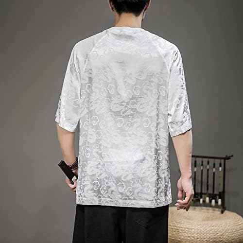Ljetni kineski stil majica Retro Tang Suit Dragon Embory Jacquard Loose kratkih rukava Muška odjeća