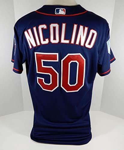 2019 Minnesota Twins Justin Nicolino 50 Igra Izdana Blue Jersey St Patch 945 - Igra Polovni MLB dresovi