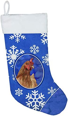 Caroline's blaga SB3151-CS Chickeni zimski snježni pahulji za božićnu čarape, kamin Viseće čarape Božićna sezona Dekor zabave Obiteljski