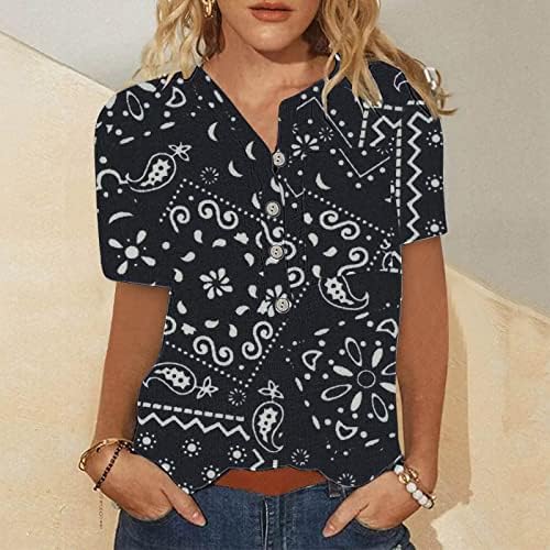Ženske modne vrhove kratkih rukava Dressy prikladna ljetna grafička cvjetna tiskana trendy bluza ljetna majica za žene
