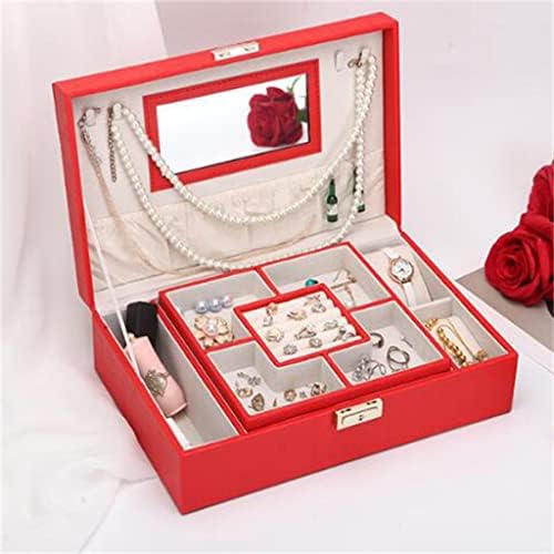 IRDFWH Korejski stil dvoslojna PU kožna kutija za nakit kutija za čuvanje nakita ogrlica privjesak kutija za čuvanje