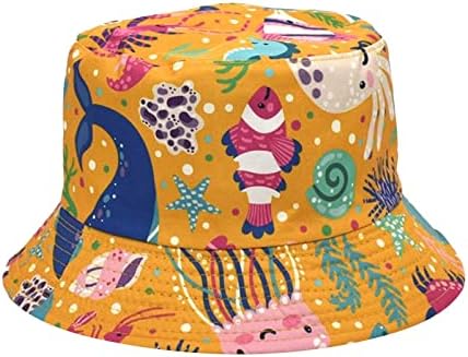 Uangkou UPF 50 Bucket šešir za muškarce i žene na otvorenom ljetne štampane kape za plažu pakirane ljetne putne plaže šešir za sunčanje