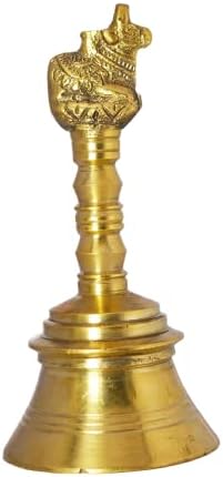 Čvrsti mesingani hram Ghanta Viseći brod Bell Brass Pooja Indian Bell 4 inčni mesing zvono za dom Mandir dekor puja zvono na vratima