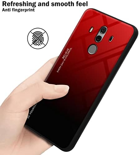 Cadorabo Case kompatibilan sa Huawei Mate 10 Pro u crvenoj - crno - dvobojni zaštitni poklopac izrađen od TPU silikona i leđa izrađenog od kaljenog stakla