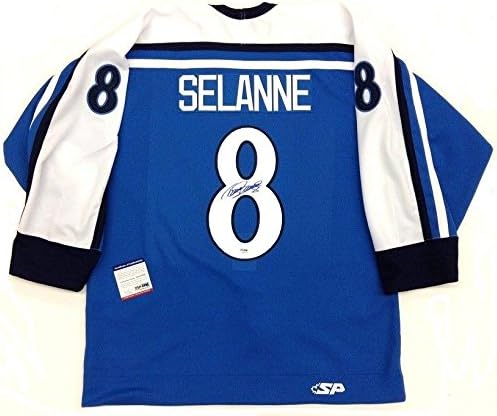 Teemu Selanne potpisao je Finska olimpijada Autentični dres PSA / DNK Ovjereni - autogramirani NHL dresovi