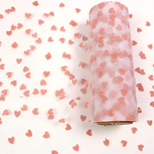 Yuanchuan hrle srce Tulle Rolls 6 inča x 10 metara Pink Love Tulle Rolls Kalem tkanina Tutu za DIY suknje vjenčani poklon Wrap šivanje Crafting luk Svadbeni ukrasi Rođendanska zabava