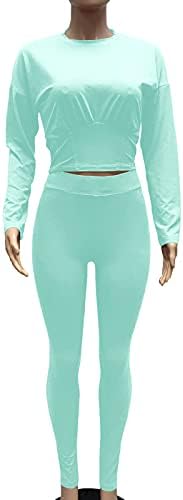 FeBecool Dvije komadne odjeće za žene hlače postavljaju visoki struk pulover džemper sa pantnim trenerkom sportskih pantalona za sportske