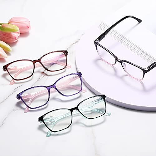 Yuluki naočare za čitanje blokiranje plavog svjetla,4 pakovanja računarskih čitača za žene Filter protiv odsjaja/naprezanja očiju