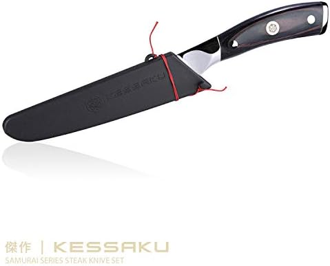 KESSAKU 5-inčni set noža za odreske-serija Samurai-kovani visokougljični 7cr17mov Nerđajući čelik - Pakkawood drška sa štitnikom oštrice