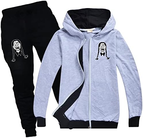 Potekoo Kids Pen Ležerne odjeće, srijeda Addams puni zip jakna s kapuljačom + duksevi postavljaju aktivne trake