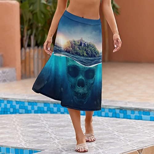 Fantasy Skull Island ženska Midi suknja Print linija suknja Swing plaža Casual suknje