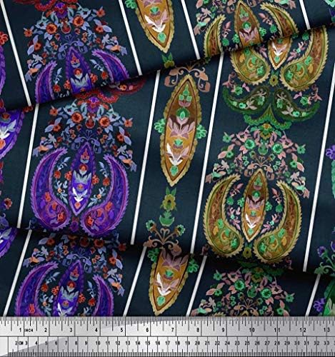 Soimoi pamučni dres tkanina Stripe & Paisley Etno štampana zanatska tkanina po dvorištu širine 58 inča