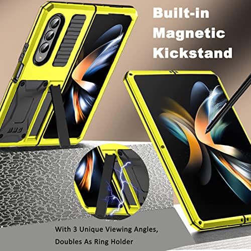 NINKI kompatibilni metal Samsung Galaxy Z Fold 4 5g Telefonska futrola sa zaštitom i štandama, 6ft pad testirani vojni teški dvostruki