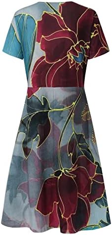 Ženska Swing haljina s vratom Boho Ljeto Kratki rukav Midi haljina Ležerne prilike 2023 Seksi cvjetna sitnica Sunduss Flowy Labava