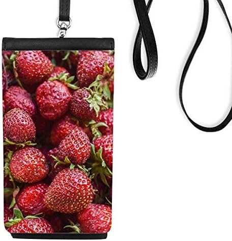 Svježa jagoda crvena plodova slika Telefon novčanik torbica Viseća mobilna torbica Crni džep