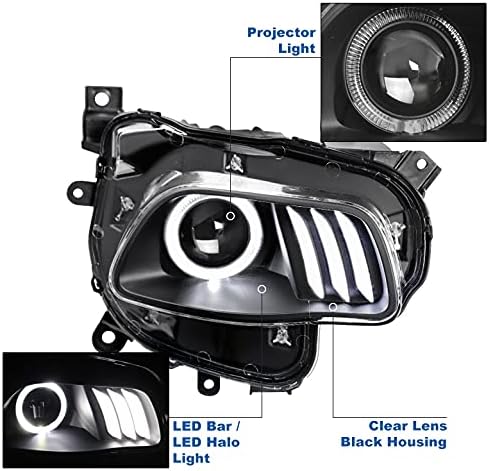 ZMAUTOPARTS LED Halo projektor farovi prednja svjetla Crna kompatibilna sa 2014-2018 Jeep Cherokee
