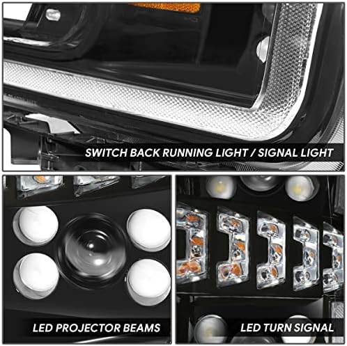 DNK MOTORING HL-HAY-030-BK par LED 3D Light Bar DRL projektora farovi kompatibilni sa 2018-2020 F150, Crni / prozirni objektiv/jantarni reflektor