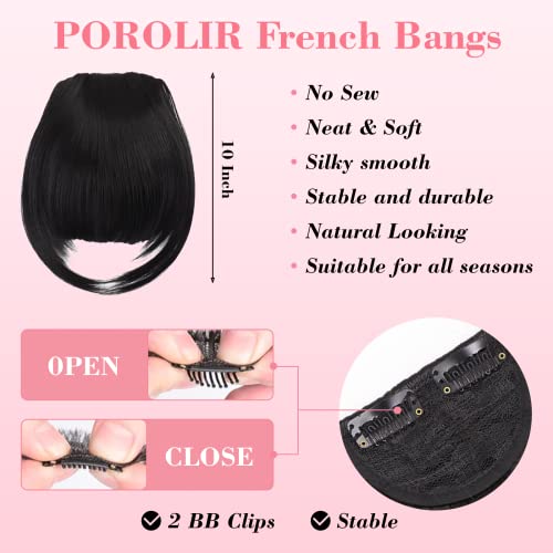 Clip in Bangs-POROLIR Bangs Hair Clip in Bangs ljudska kosa francuski Fringe Bangs ekstenzije za kosu sa sljepoočnicama za žene djevojke