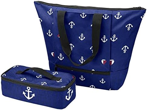 Torba za ručak hladnjača izolovana kutija za ručak vodootporna termo torba za ručak za posao, piknik i plažu, Tamnoplavo Sidro Sailing
