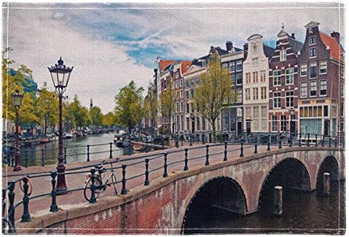 Oarencol Amsterdam Canals Bridge and Houses Holland Landscape Placemat Table Mats otporne na toplotu perive čiste kuhinjske prostirke