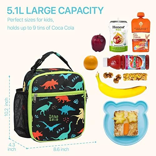 Bagseri Dječija kutija za ručak za dječake-izolovana torba za ručak sa nepropusnim ružičastim crnim dinosaurusom sa tamnoplavim astronautom