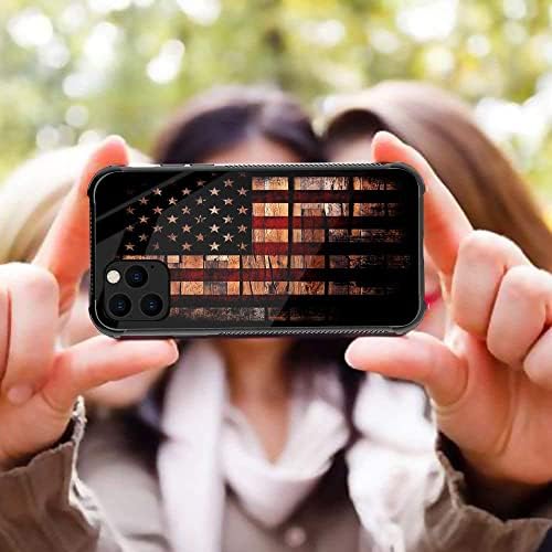 Kompatibilan sa iPhone 11 futrolom, Old Wood Flag Dizajn za muškarce, Teksture guma Neklizaju + otporni na otporan na TPU zaštitna futrola za iPhone 11 američke zastave