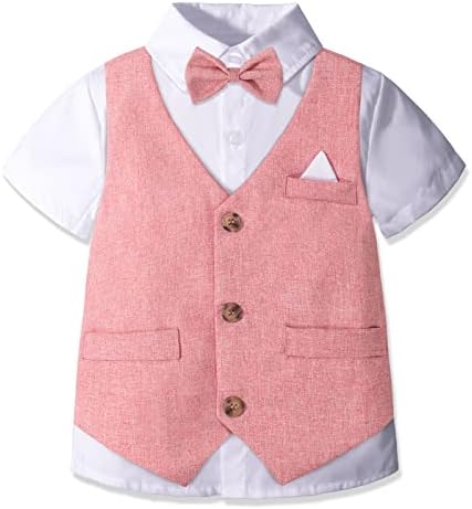Boys formalni Set odijela 4kom Gentleman odijelo prsluk + kratki Set + leptir mašna za dječake kratki rukavi vjenčana Odjeća