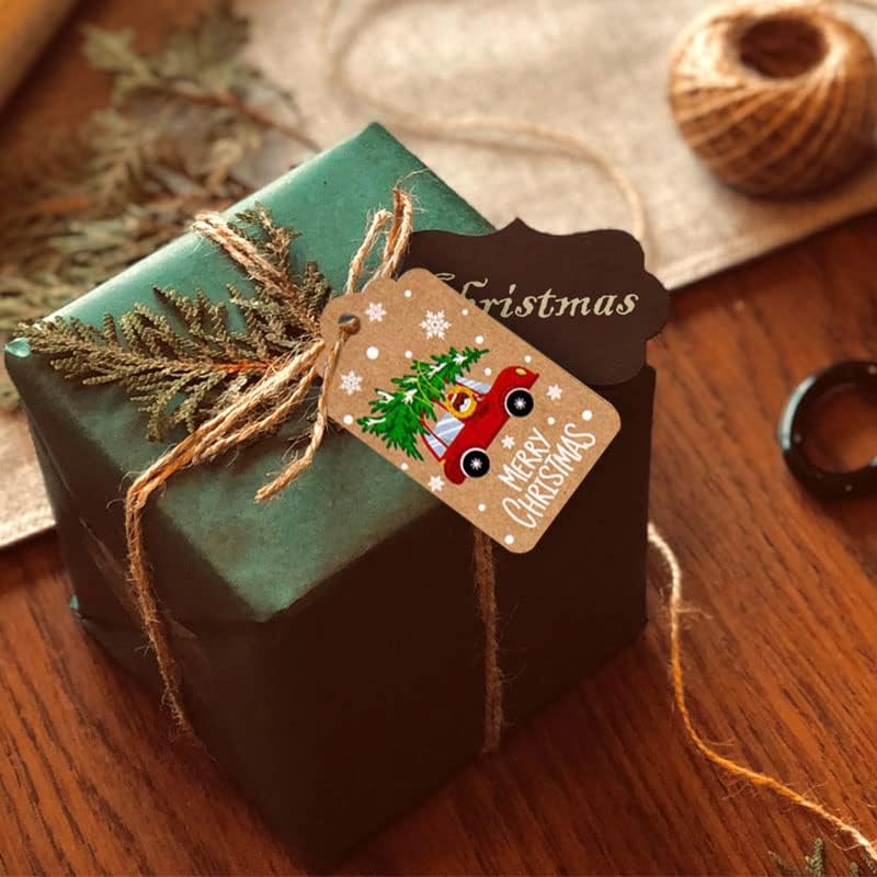 50pcs veseli božićni oznake Hangings karticom Kraft papir Oznake Xmas Tree Viseća naljepnica Navidad Novogodišnji poklon ukrasi za