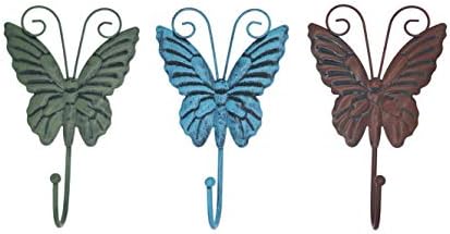 OwlGift Metal Viseći kuka, rustikalni leptir za pohranu leptira za viseći kaput, šešir, jakna, ogrtač, ručnik za kupanje, krig - set
