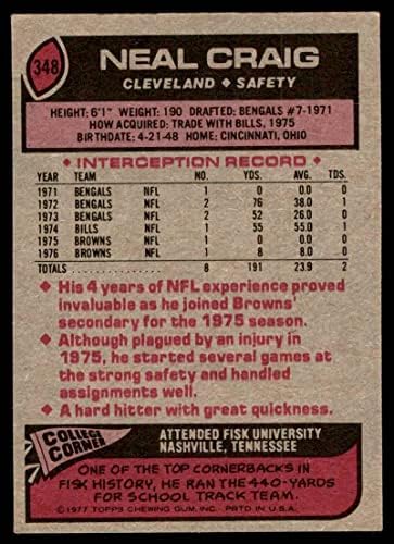 TOPPS 1977 348 Neal Craig Cleveland Browns-FB VG / Ex Browns-FB Fisk University