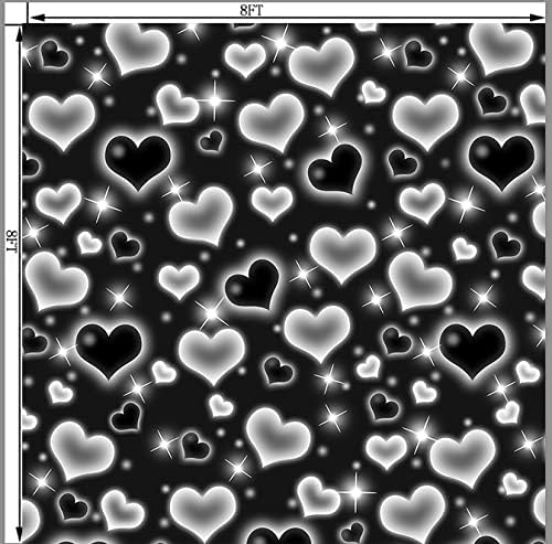 Ticuenicoa 10 × 7ft početak 2000-ih Fotografija pozadina crno srce Sretan Valentinovo pozadinu za vjenčani mladenac za tuširanje baner