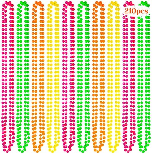 210 kom 31,5 inča neonske perle ogrlice rasute fluorescentne perle ogrlice Mardi Gras perle ogrlice za 70-ove 80-ove 90-ove potrepštine