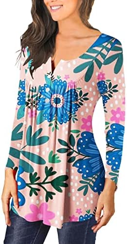Wirziis Long Tunic za žene koje treba nositi sa gamašima pada dugih rukava s dugim rukavima V-izrez bluza casual nacrte osnovni pulover