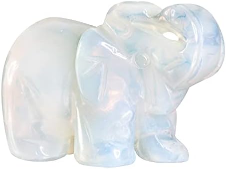 Yatming Healling Crystal Elephant FIGURINE Decor Decor, ručno isklesana opalita Stop Feng Shui Kipu za kućnu kancelariju