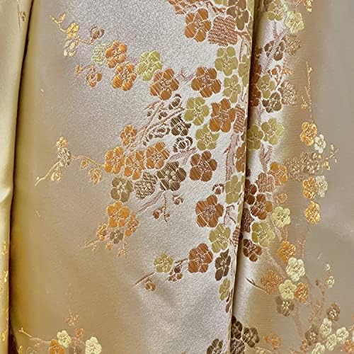 Kori Zlatna braon cvijet šljive cvjetni brokat kineska satenska tkanina za Cheongsam/Qipao, Odjeća, Kostimi, presvlake, torbe, zanati-10210