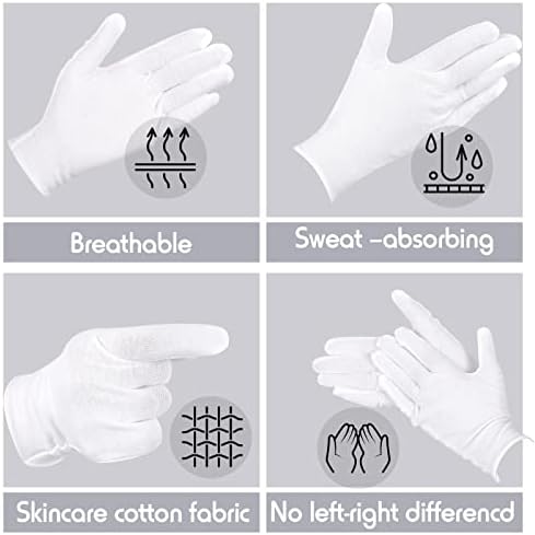 300 pari bijelih pamučnih rukavica rasuti paket za suhe ruke ekcem, bijele tanke inspekcijske rukavice ulošci hidratantne meke radne