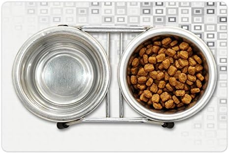 Lunarable siva prostirka za kućne ljubimce za hranu i vodu, minimalistički pojednostavljeni Pravougaonik kvadrat u preklapanju bočni