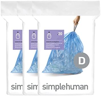 SimpleHuman kod H Custom Fit Torbe za smeće, 30-35 litara / 8-9,2 lilona, ​​bijela - 60 obloga i koda D Custom Fit Track vreće za