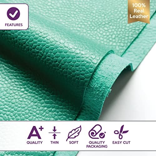 Prava mint zelena šljunčana koža: Prave zelene teksturirane kožne zalihe za izradu za izradu i nakit