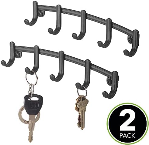 Mdesign čelik Moderni držač ključeva za zid - ukrasni držač prstena i nosač na zidu - 5 metalnih kuka za viseći povodac za pse, ključeve