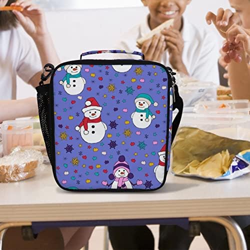 Ljubičaste Kawaii slatke jelke snjegovića torbe za ručak za žene i muškarce, izolovane torbe za ručak za višekratnu upotrebu torbe