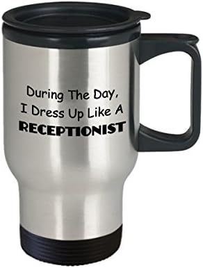 Najbolji smiješni jedinstveni recepcionistički kava Putnički šalica Recepcija Čaj Savršena ideja za muškarce Žene tokom dana prerušim