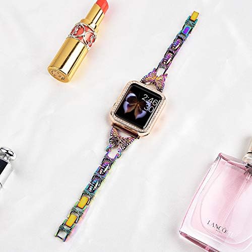 Hi-Yooče kompatibilan sa Apple Watch Band 38mm 40mm 41mm, lagana za žene, sjajni dijamant na leptir, elegentan stilski metalni remen za nakit za IWatch serije SE 8 7 6 5 4 3