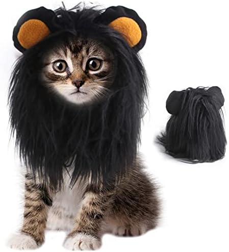 Eatsy Cat Halloween kostimi - crni lavov mane perika kostimi kapu za Halloween Božićni prerušavanje dodataka Dekoracija za mačene mačke, veličine m