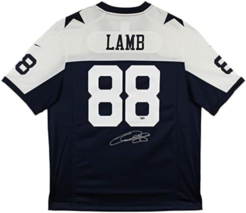 Kauboji CEEDEE LAMBT potpisan mornarsko plavo zahvalnosti Nike dres na igri fanatici - autogramirani NFL dresovi