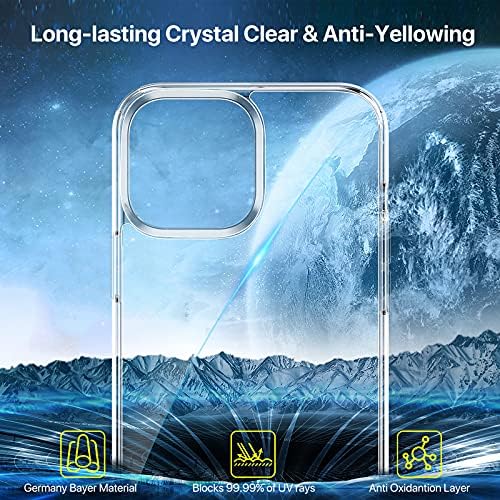 Miracase Crystal Clear Kompatibilan sa iPhone 14 Case & iPhone 13 futrola, [protiv žutiling] otporna na udarcu Slim Torbica 6,1 inča
